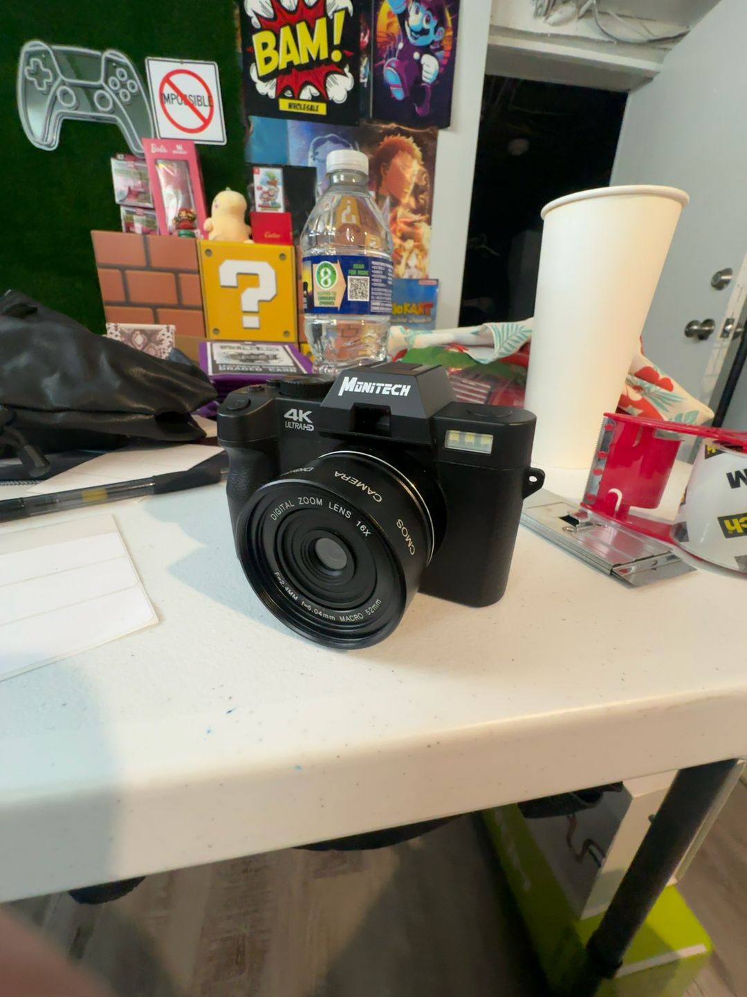 Monitech 4K Compact Digital Camera Black 16X Zoom Sharp Detail Auto Focus