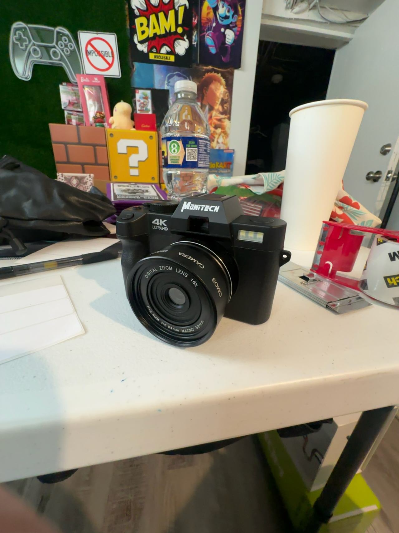 Monitech 4K Compact Digital Camera Black 16X Zoom Sharp Detail Auto Focus