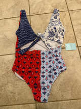Cupshe Mixed Print Tie Front One Piece Swimsuit - Image 1
