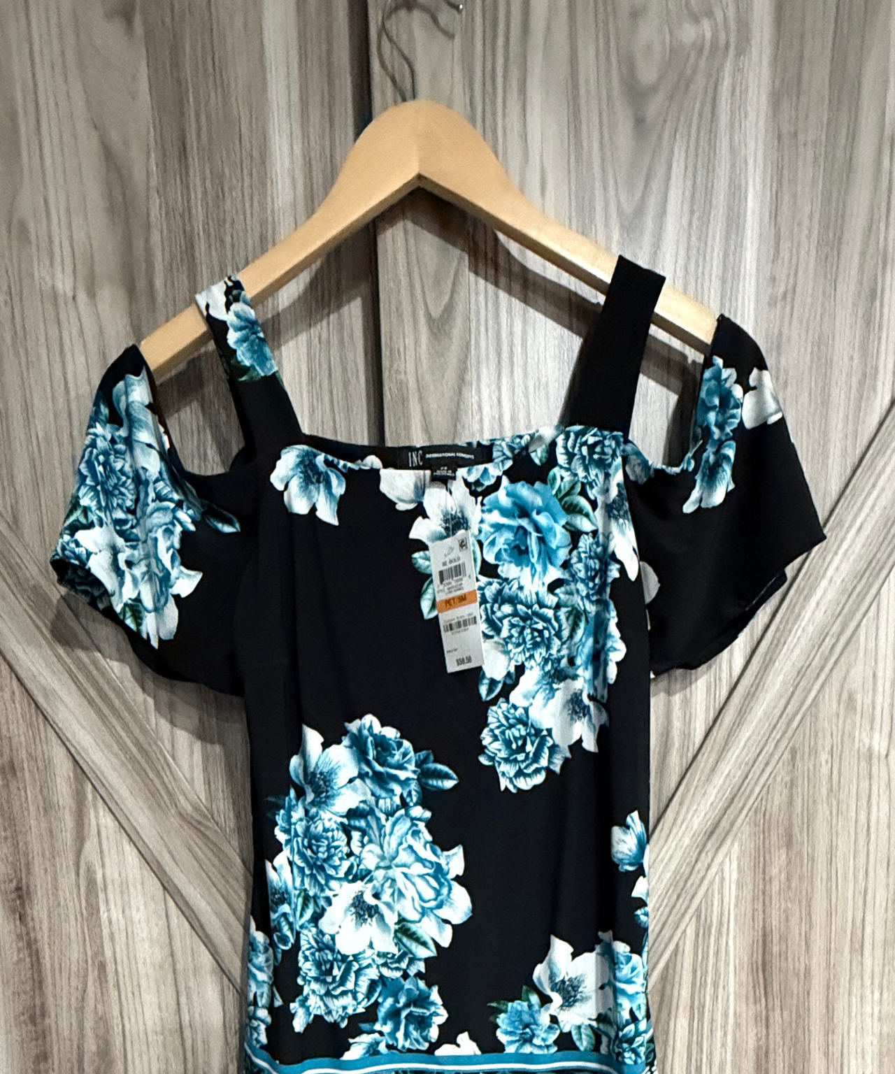 INC International Concepts Floral Cold-Shoulder Top size PS Petite small