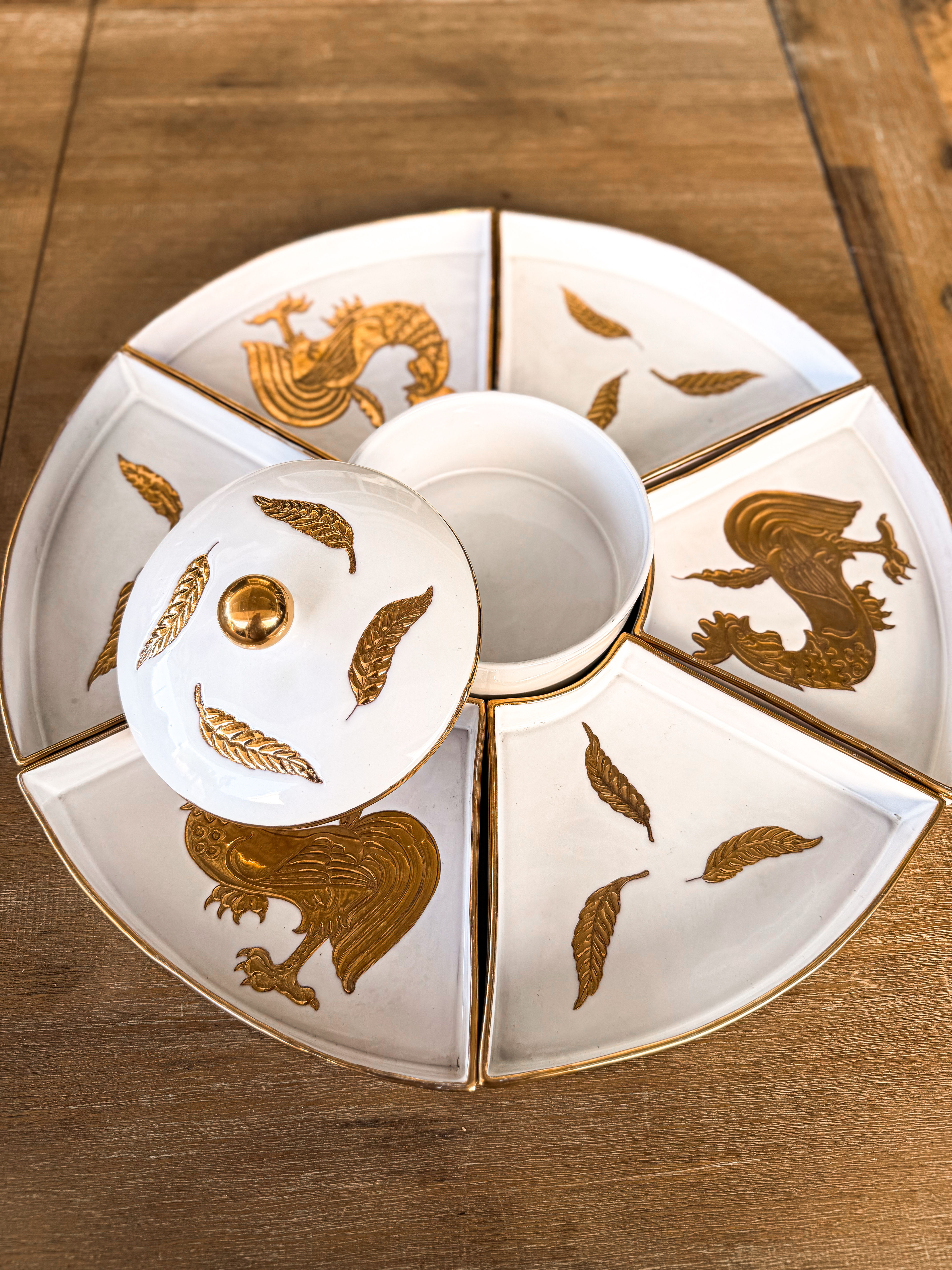 Hand-Painted Gilded Divided Serving Platter Charcuterie Saks Fifth Ave Original - Image 8