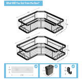 Corner Shower Caddy, 2 Pack Adhesive Shower Corner Organizer Shelves, No Drillin - Image 3
