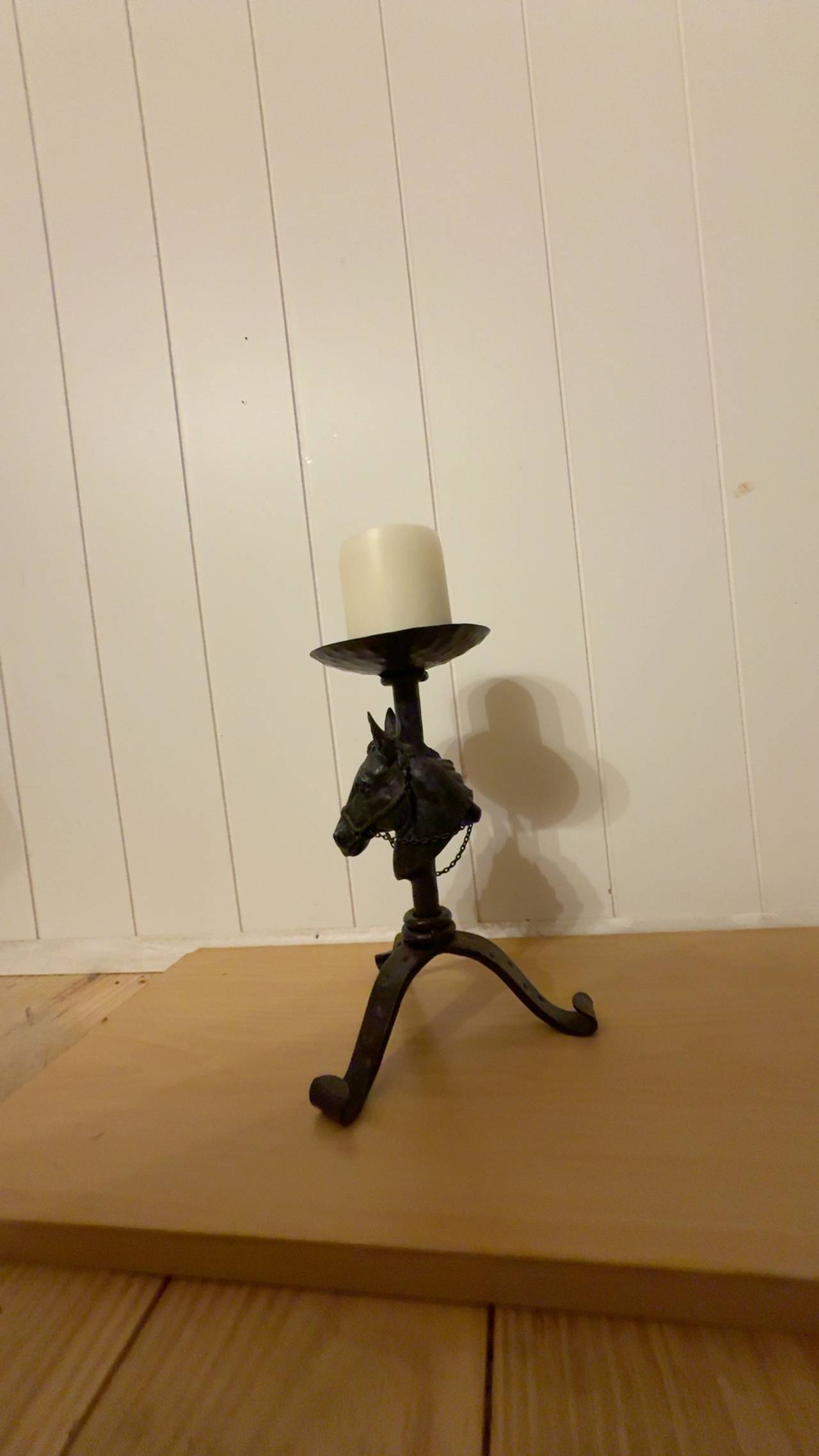 Vintage Wrought Iron Horse Candle Holder