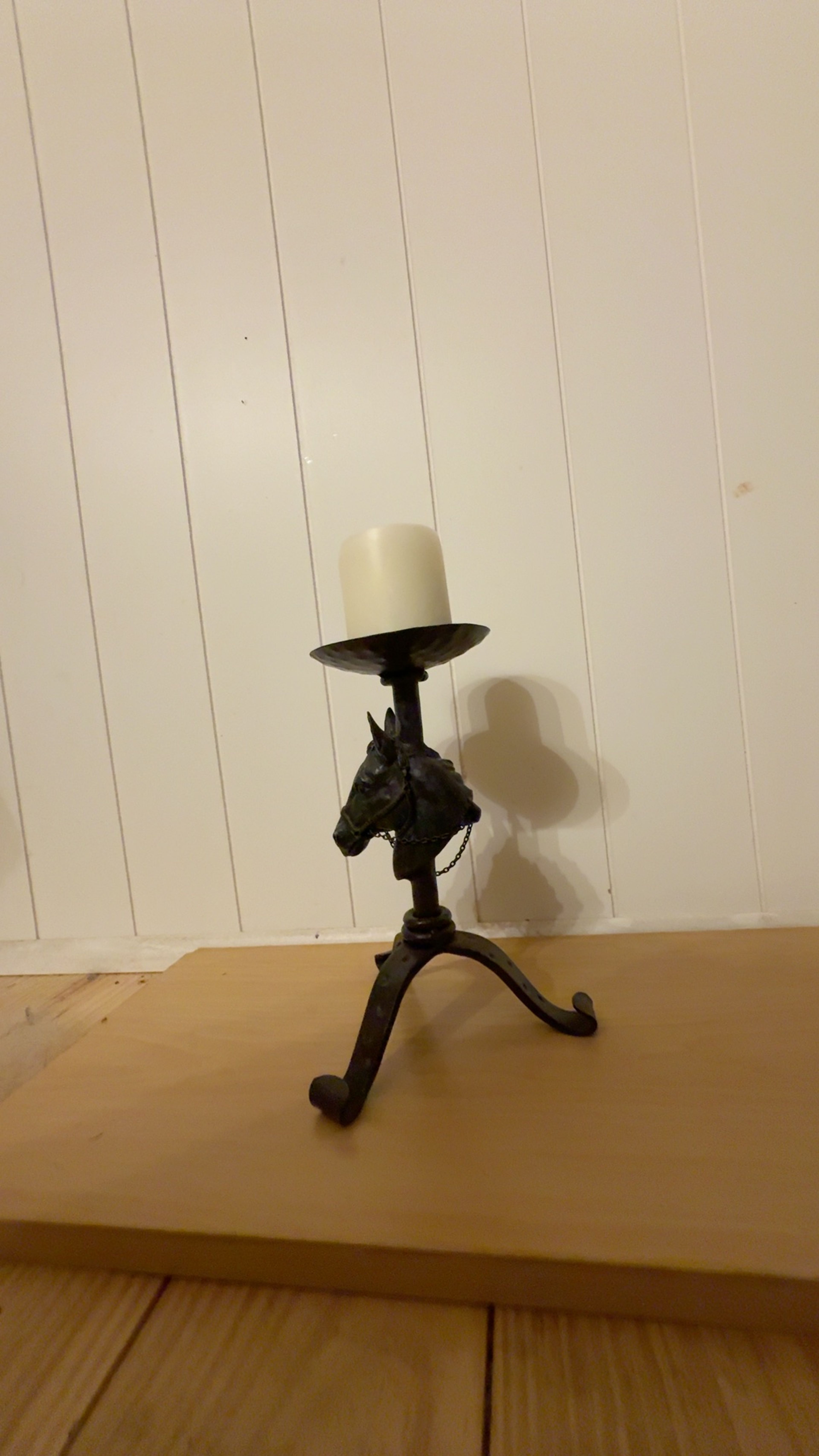 Vintage Wrought Iron Horse Candle Holder