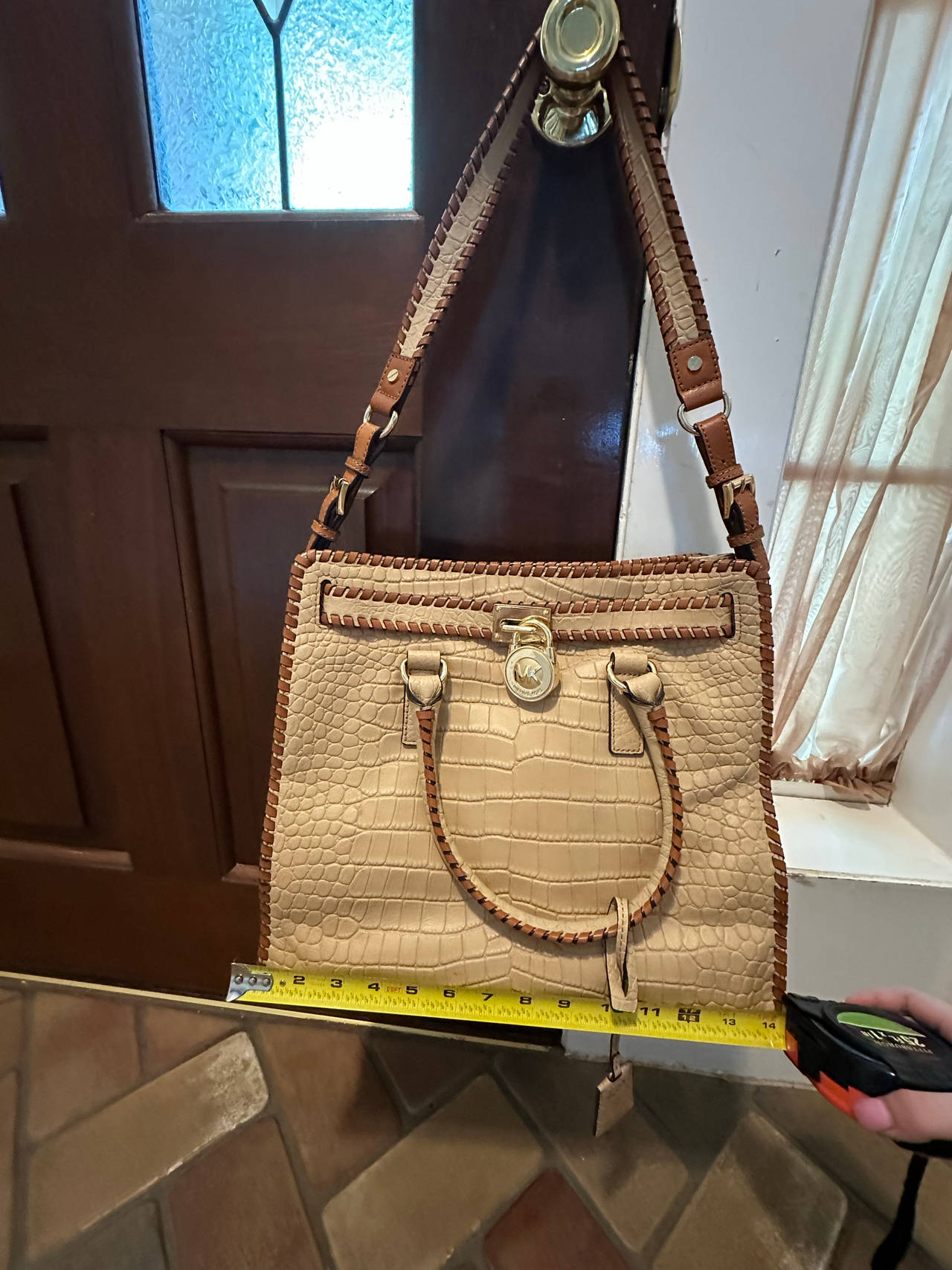 Michael Kors Hamilton Whipstitch Croc-Embossed Tote