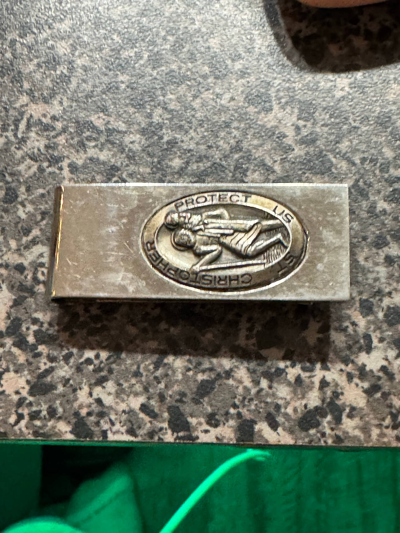 Vintage St. Christopher Protect Us Money Clip