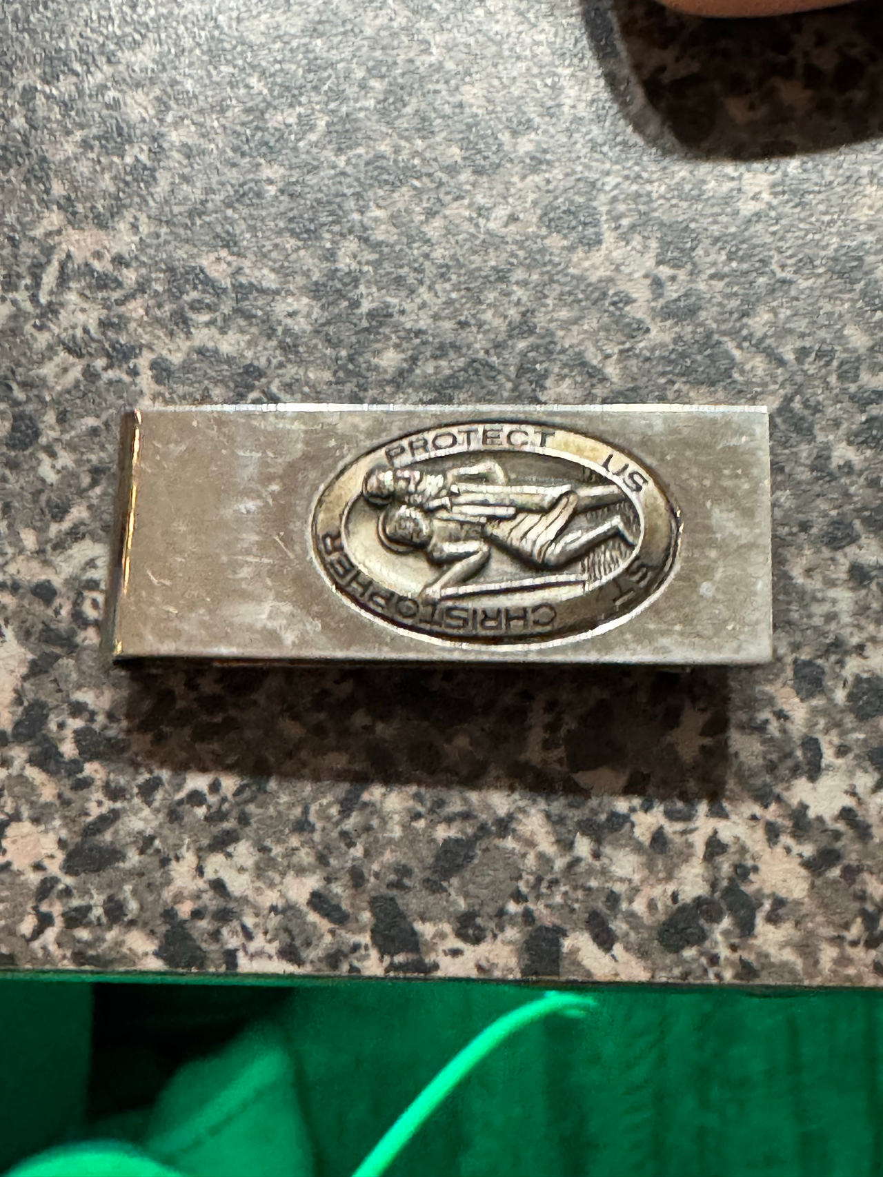 Vintage St. Christopher Protect Us Money Clip