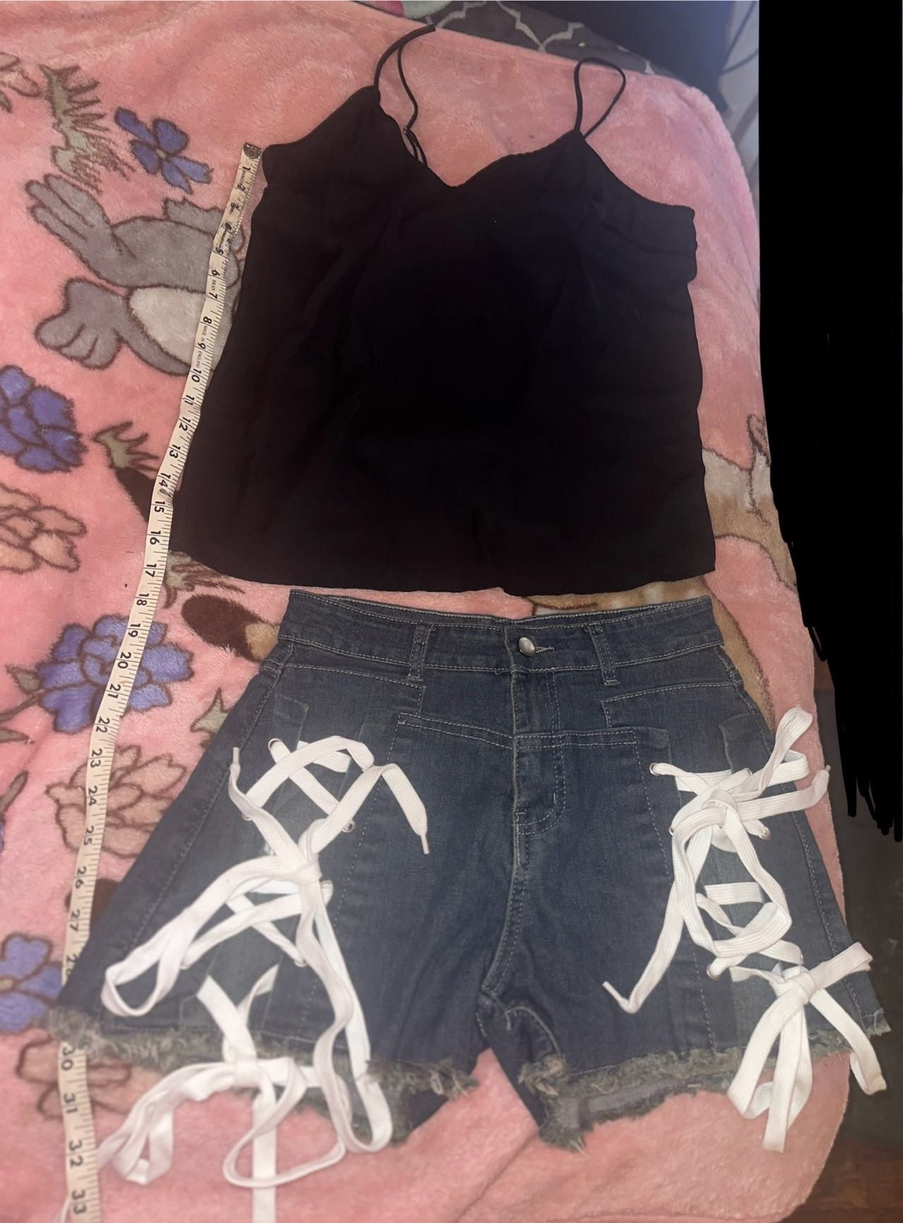 Fashion Nova Lace Up Denim Shorts
