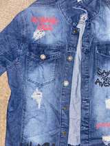 Distressed Graphic Denim Jacket - Image 3