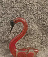 Murano Style Art Glass Flamingo Red Clear Aventurine Gold Fleck Hand Blown Bird - Image 1