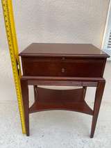 Vintage Wood Nightstand with Drawer and Curved Shelf - Image 3