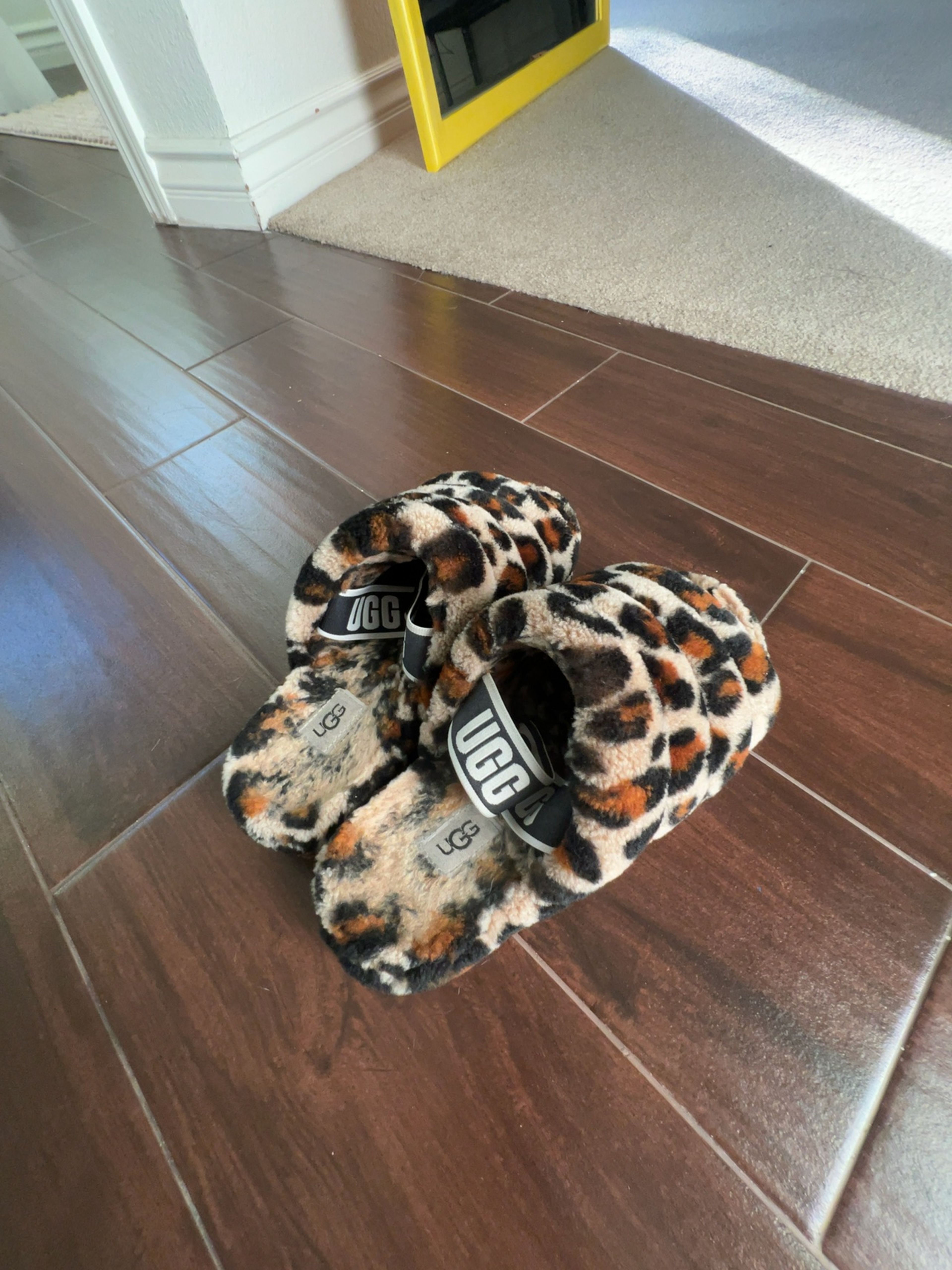 UGG Fluff Yeah Leopard Print Slide Slippers