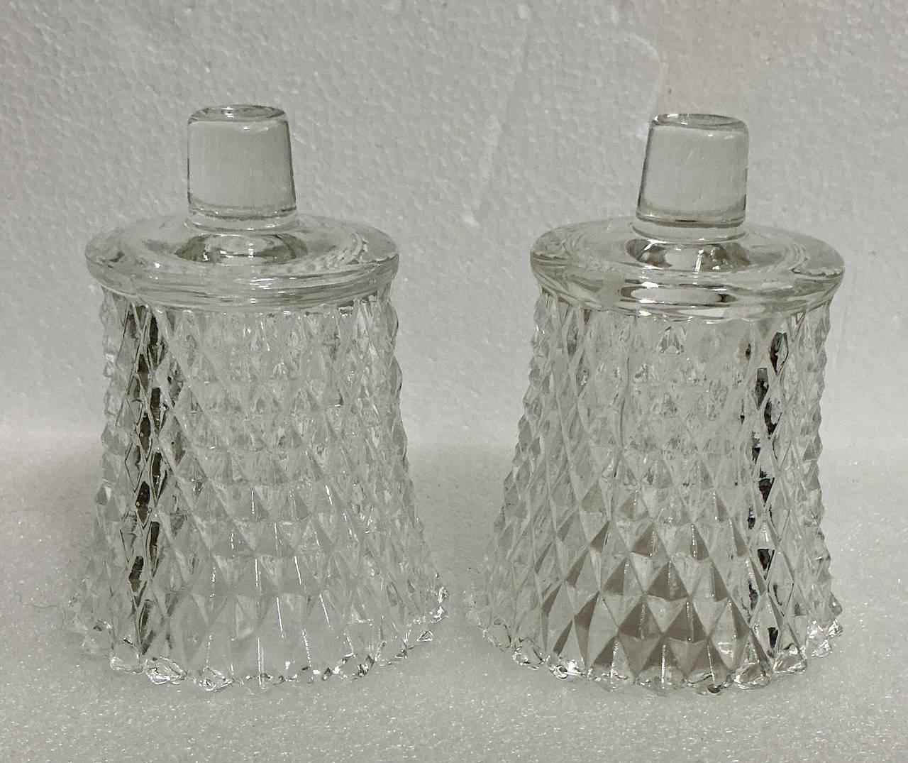 Indiana Glass Diamond Point Votive Cup Peg Candle Holders