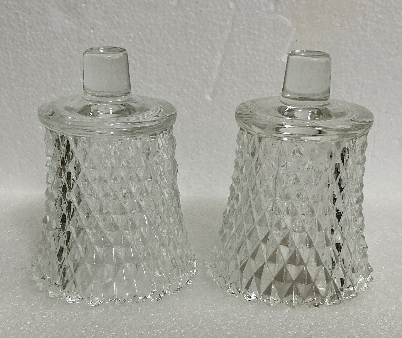 Indiana Glass Diamond Point Votive Cup Peg Candle Holders