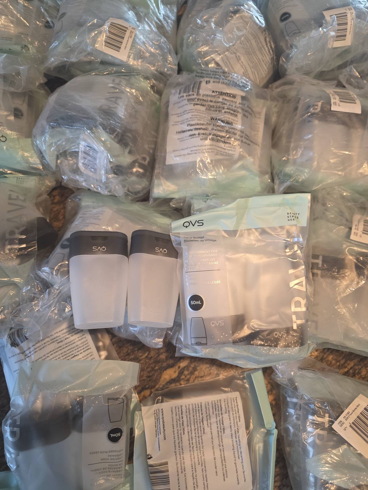 56 packs QVS Travel Bottles 50ml 2 Pack