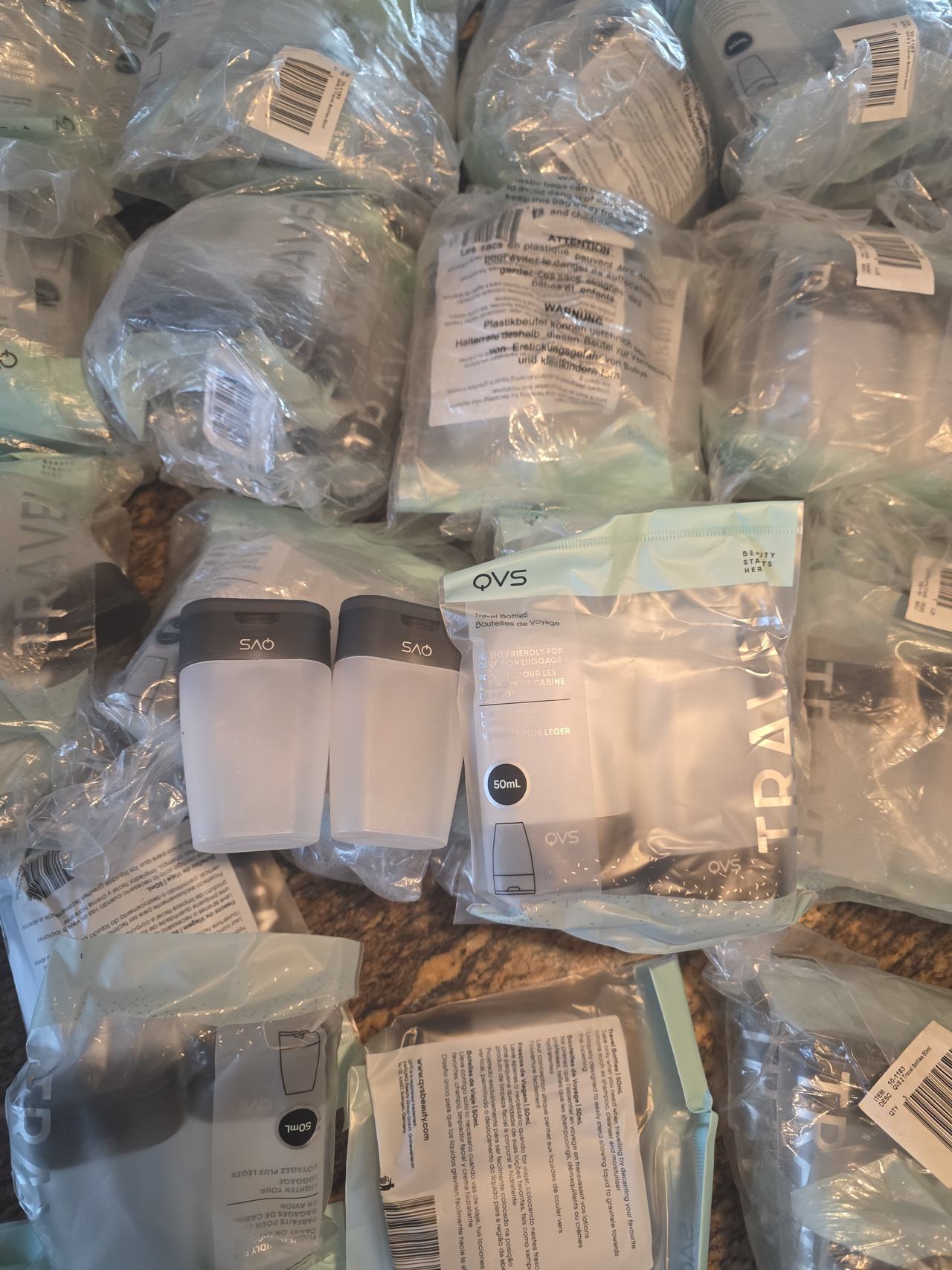 56 packs QVS Travel Bottles 50ml 2 Pack