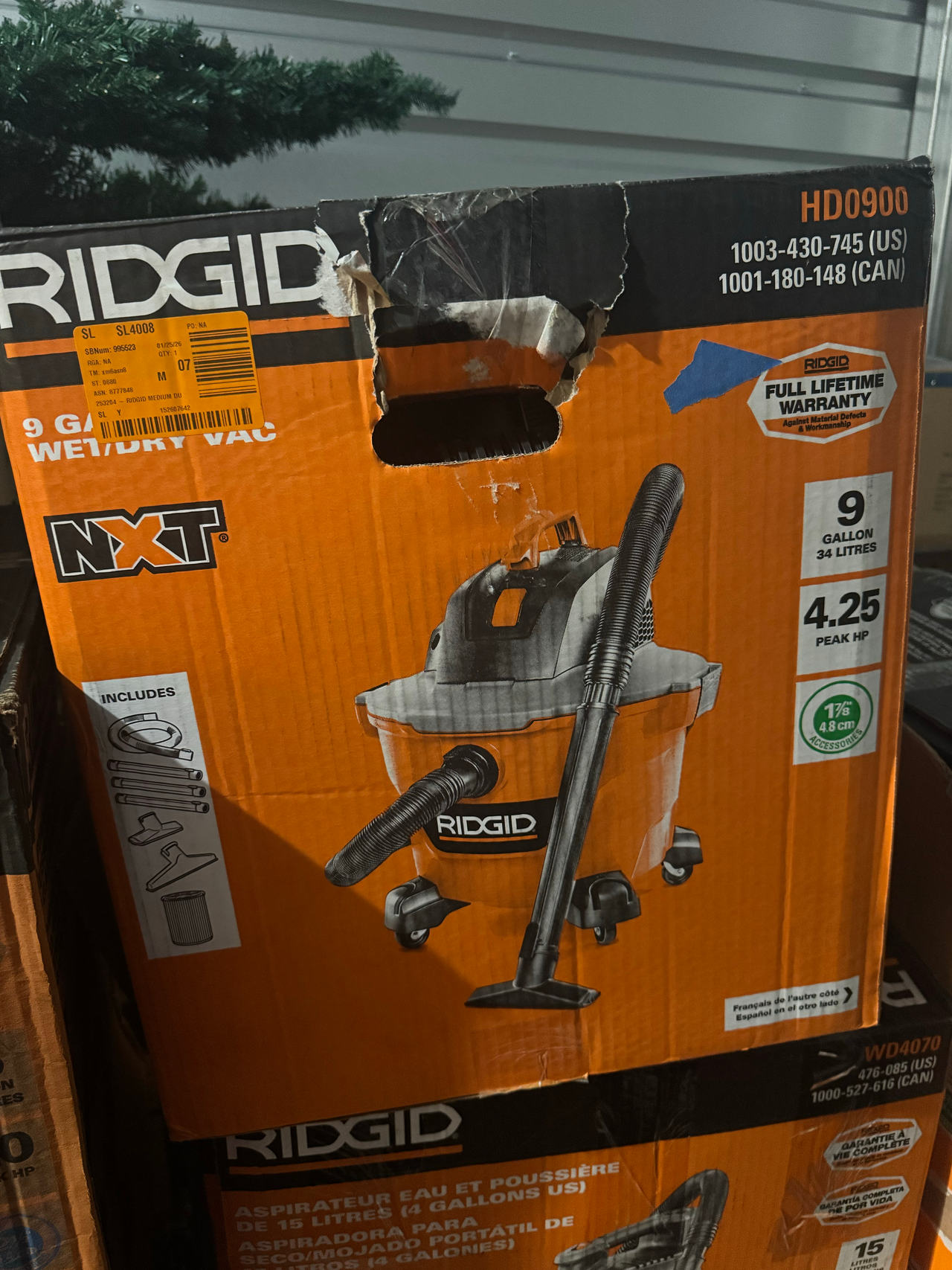 RIDGID HD0900 9 Gallon NXT Wet/Dry Vac