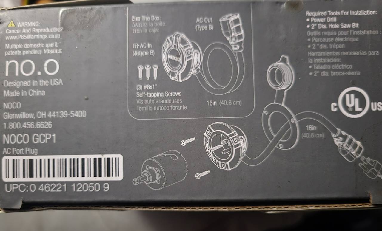 NOCO GCP1 15 Amp AC Port Plug with 16-Inch Extension Cord