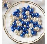 200 Pcs Vase Filler Beads White and Blue Pearl Beads for Vase No Hole Pearls - Image 1