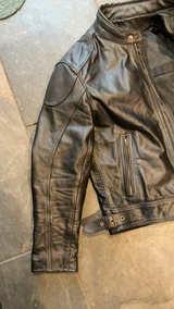 HWK Black Leather Motorcycle Jacket - Image 3