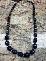 Monet Vintage Navy Blue Graduated Bead Necklace - Image 1