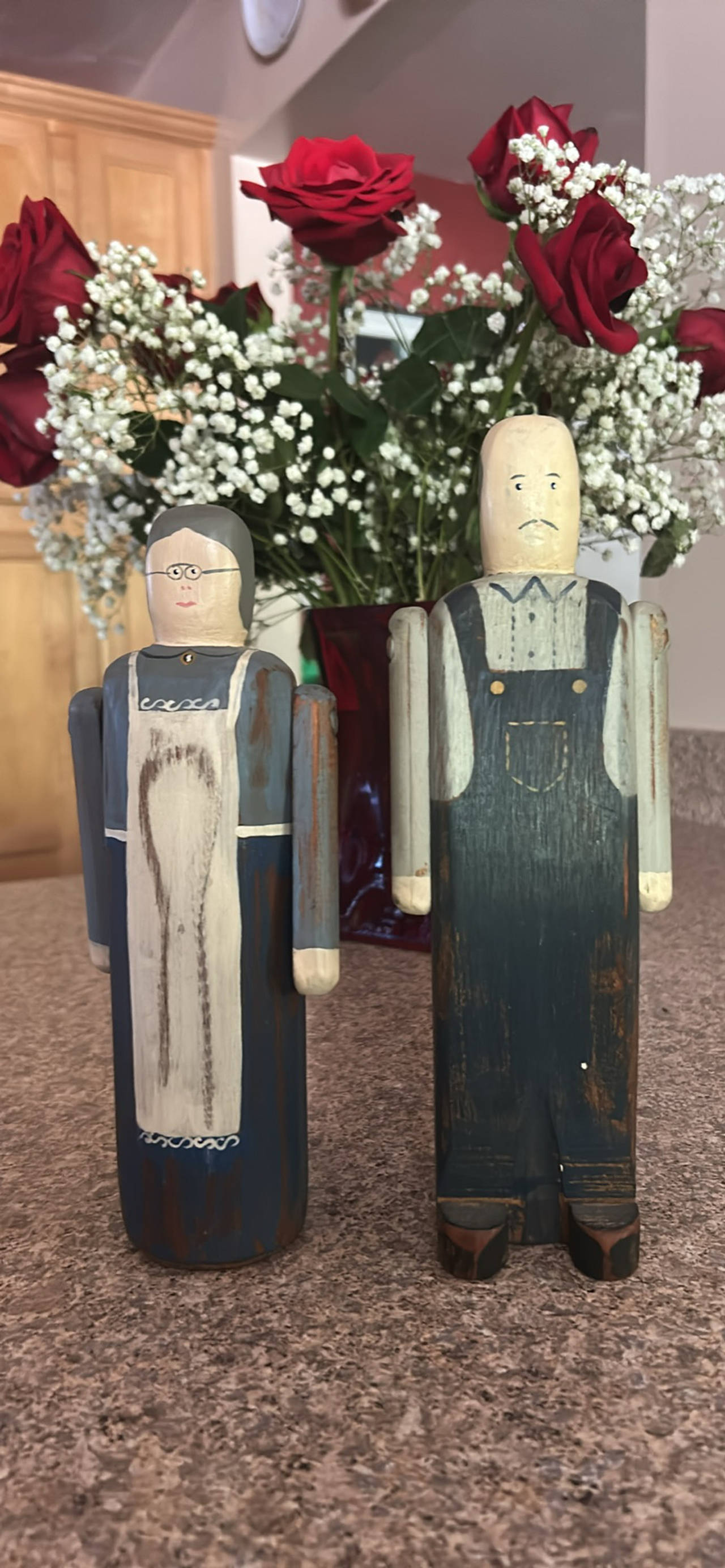 Wooden American Gothic Figurines