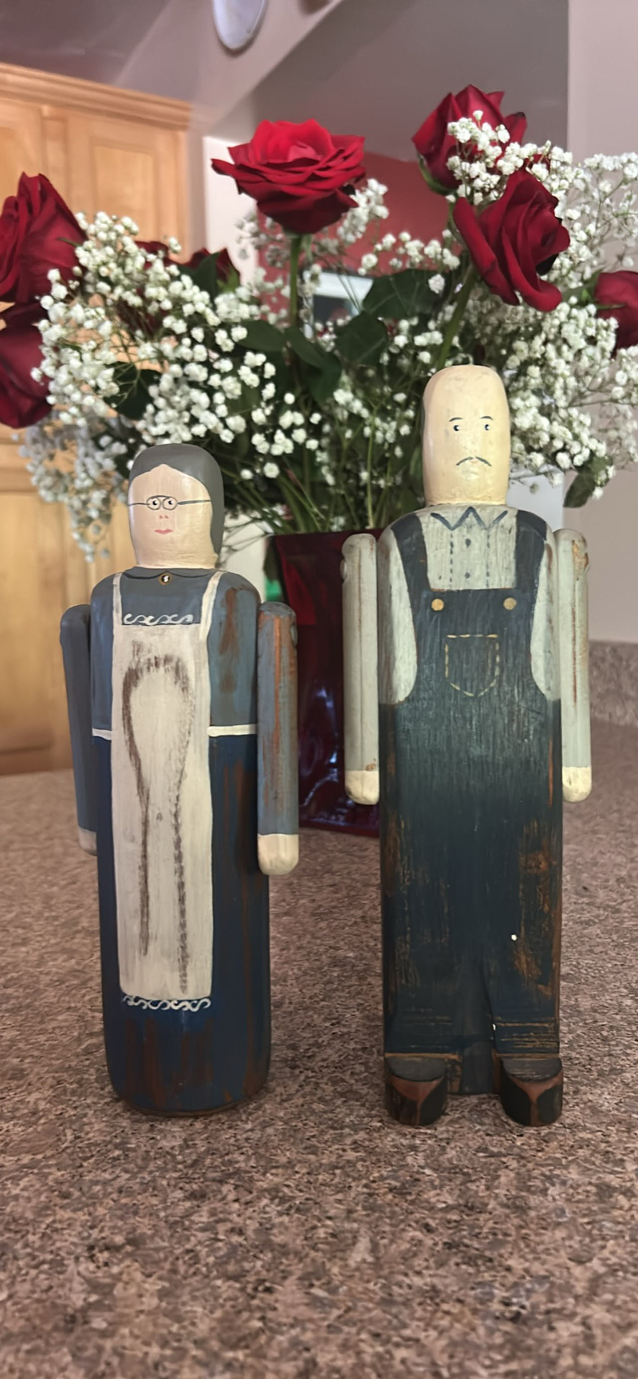 Wooden American Gothic Figurines