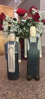 Wooden American Gothic Figurines - Image 1