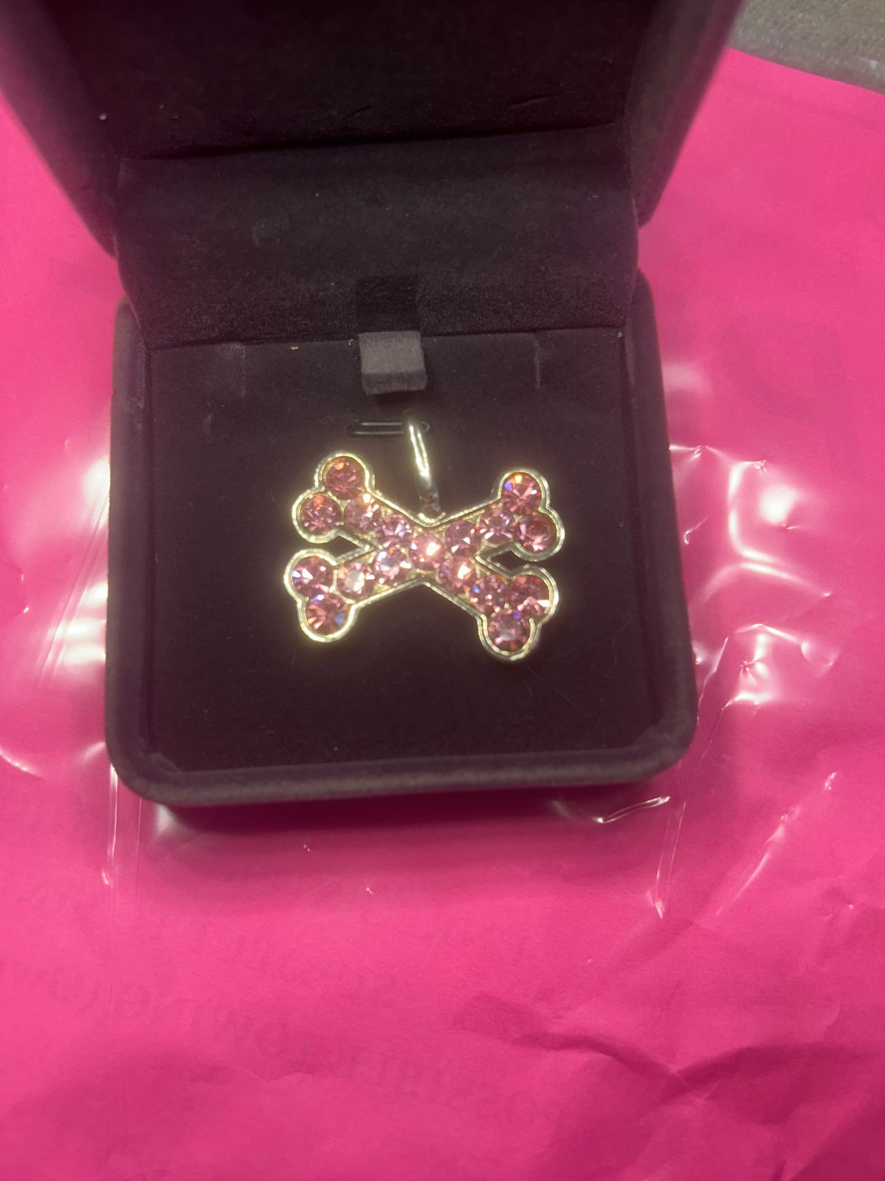 Pink Rhinestone Crossbones Charm