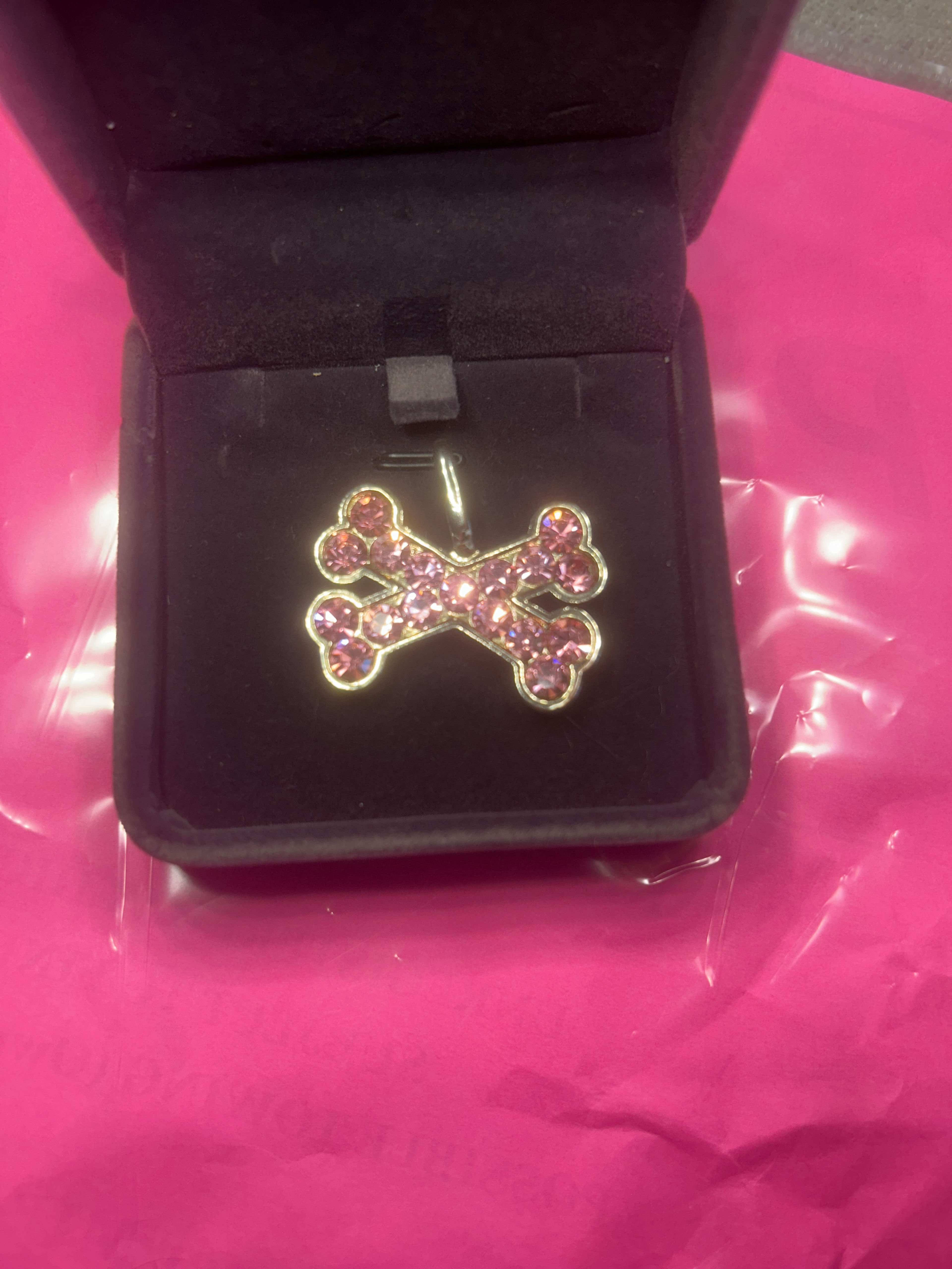 Pink Rhinestone Crossbones Charm