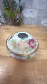 Vintage JSV Getmany Porcelain Hair Receiver with Rose Pattern - Image 2