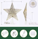 BrizLabs Christmas Tree Topper Lights, 9“ Plug in Christmas Star Treetop Light - Image 2