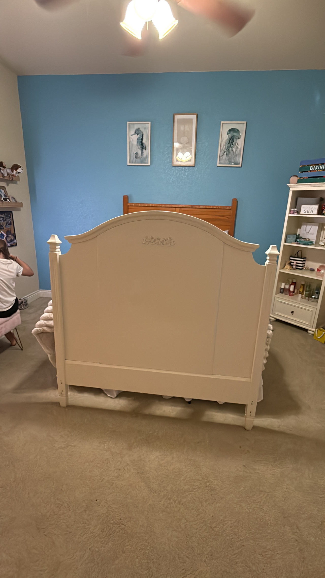 Pottery barn, full-size headboard, white. Solid wood.