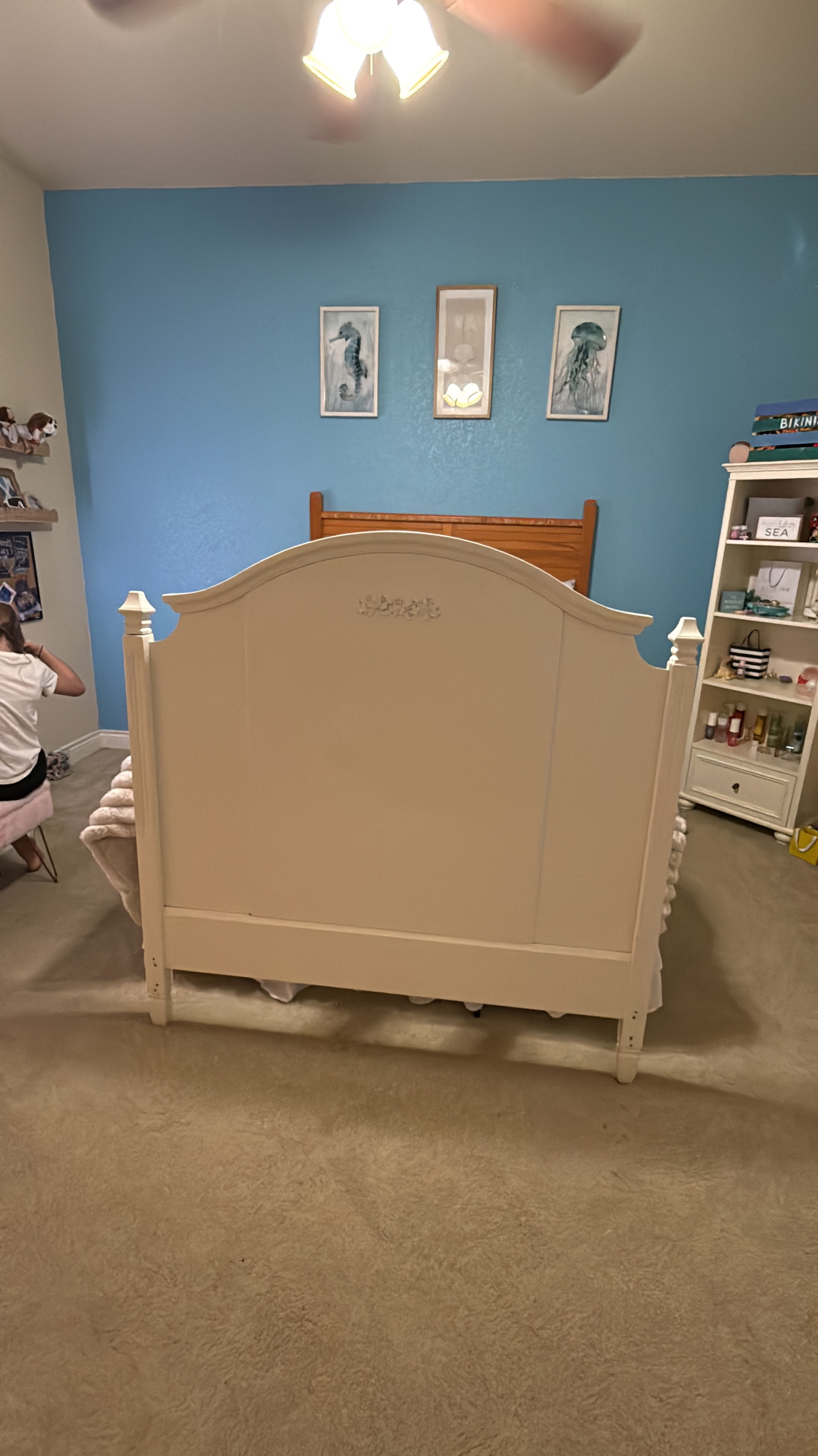 Pottery barn, full-size headboard, white. Solid wood.