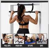 3-in-1 Doorway Pull Up Bar with Ab Straps and Push-Up Handles - Image 2