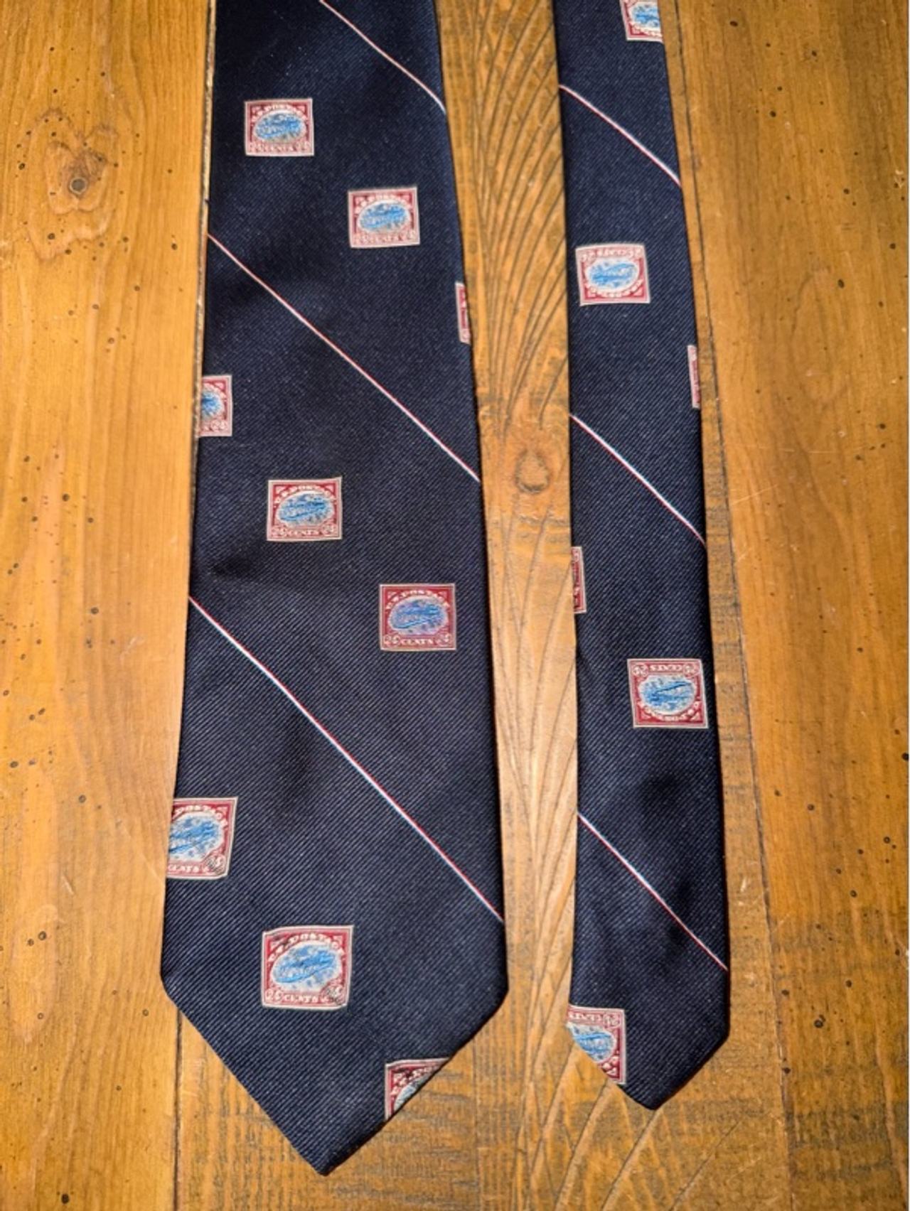 US POSTAGE STAMP TIE Smithsonian Institute Inverted Jenny Vintage Men’s Gift
