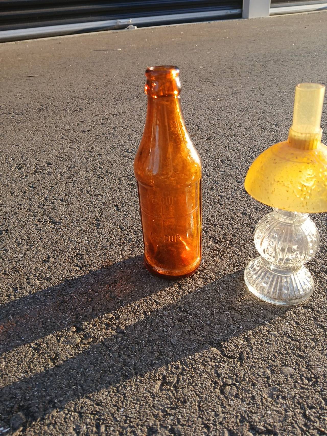 Vintage Amber Glass Measuring Bottle