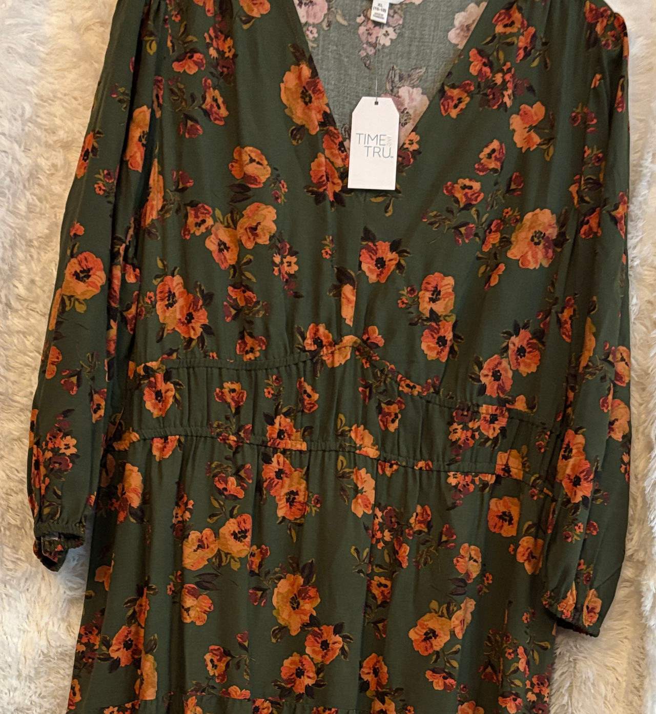 Time and Tru Women's Long Sleeve Floral Dress