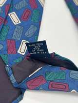 Vintage Michael Jacobs Collection Hand Sewn Silk Tie Blue Graphic Pattern - Image 3