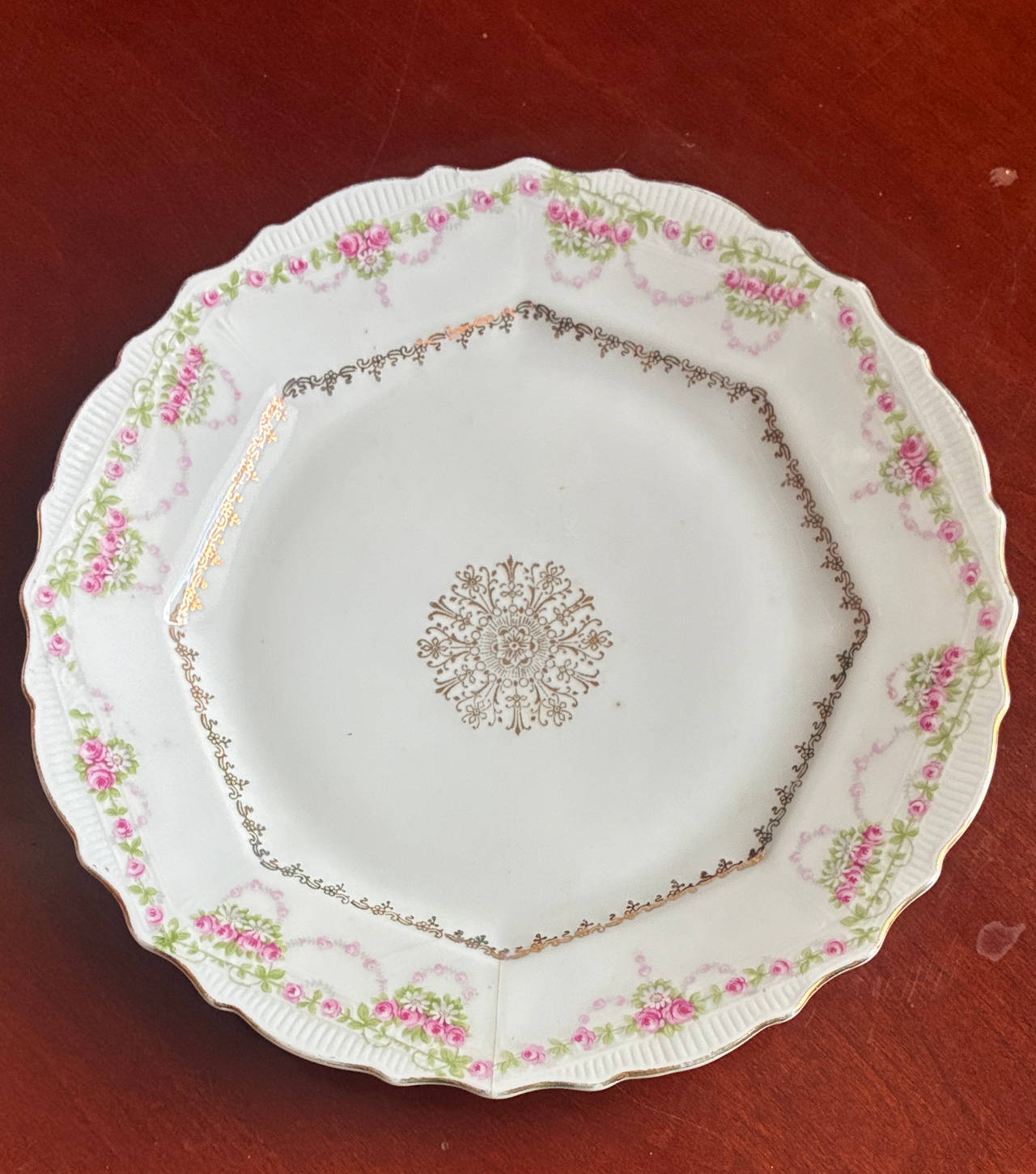 Bavaria Limoges Pink Rose Porcelain Plate