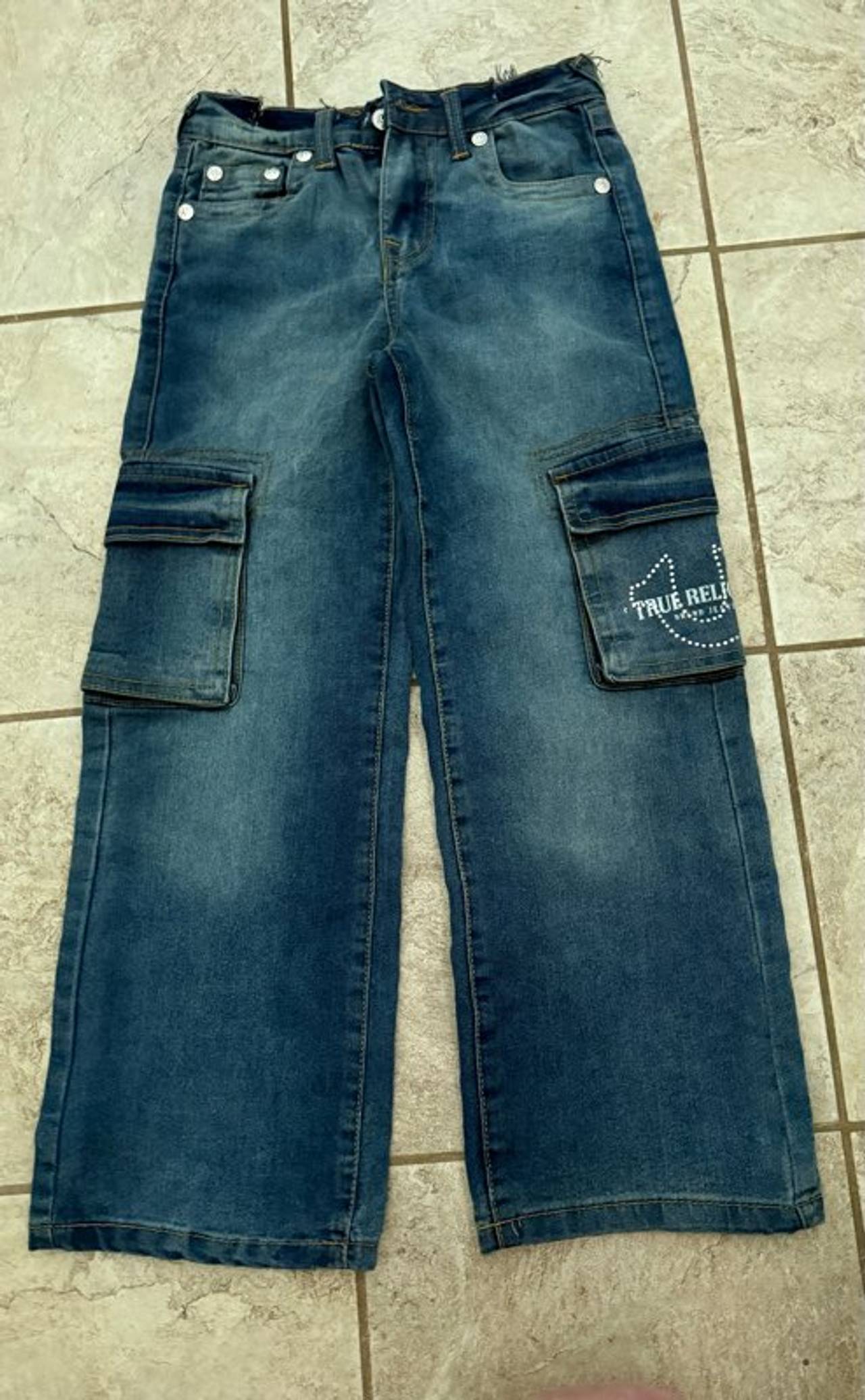 True Religion Kids Wide Leg Cargo Jeans- Size 8