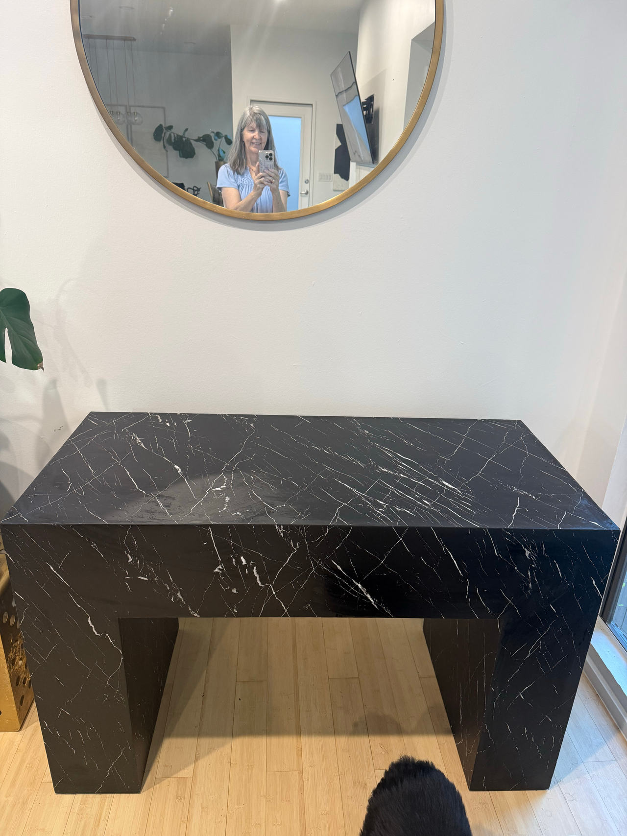 Black Marble Waterfall Console Table
