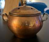 Vintage Copper Potpourri Bowl with Brass Handles - Image 1