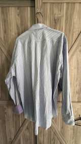 Tommy Hilfiger 80's 2-ply Fabric Striped Button Down Shirt Sz Large blue purple - Image 6