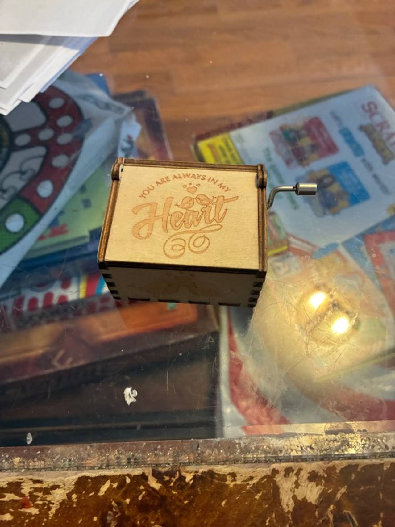 Hand Crank Wooden Music Box "You Are Always In My Heart"