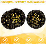 40 Pcs 21st Birthday Decorations for Him Men,Happy 21 Bday Decor Black and Gold - Image 2