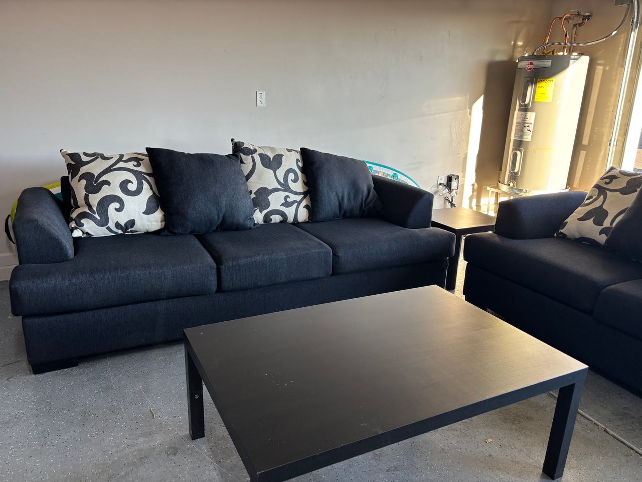 Black Fabric Sofa Set