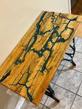 Co-Ala Lichtenberg Resin Wood Console Table with Cast Iron Base - Image 2