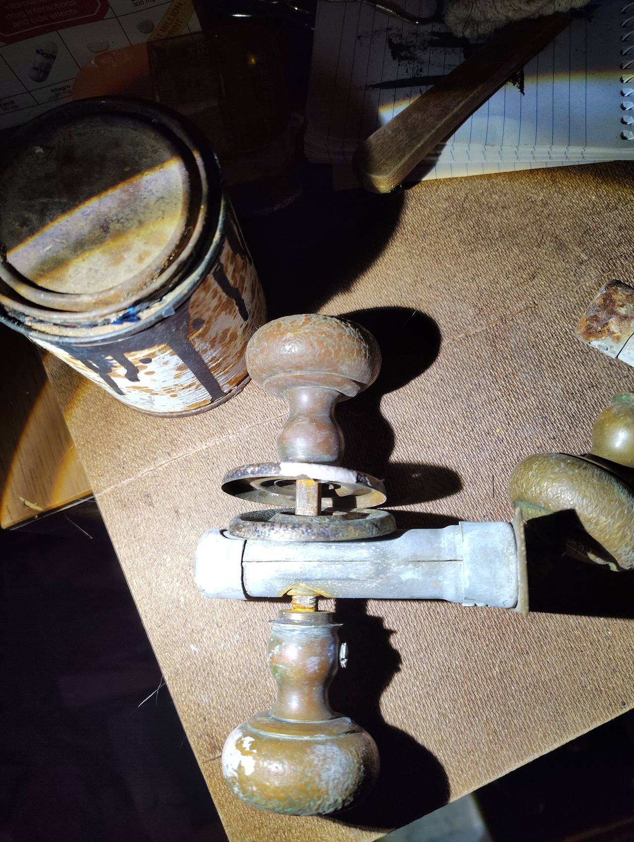 Antique Brass Door Knob Set with Latch