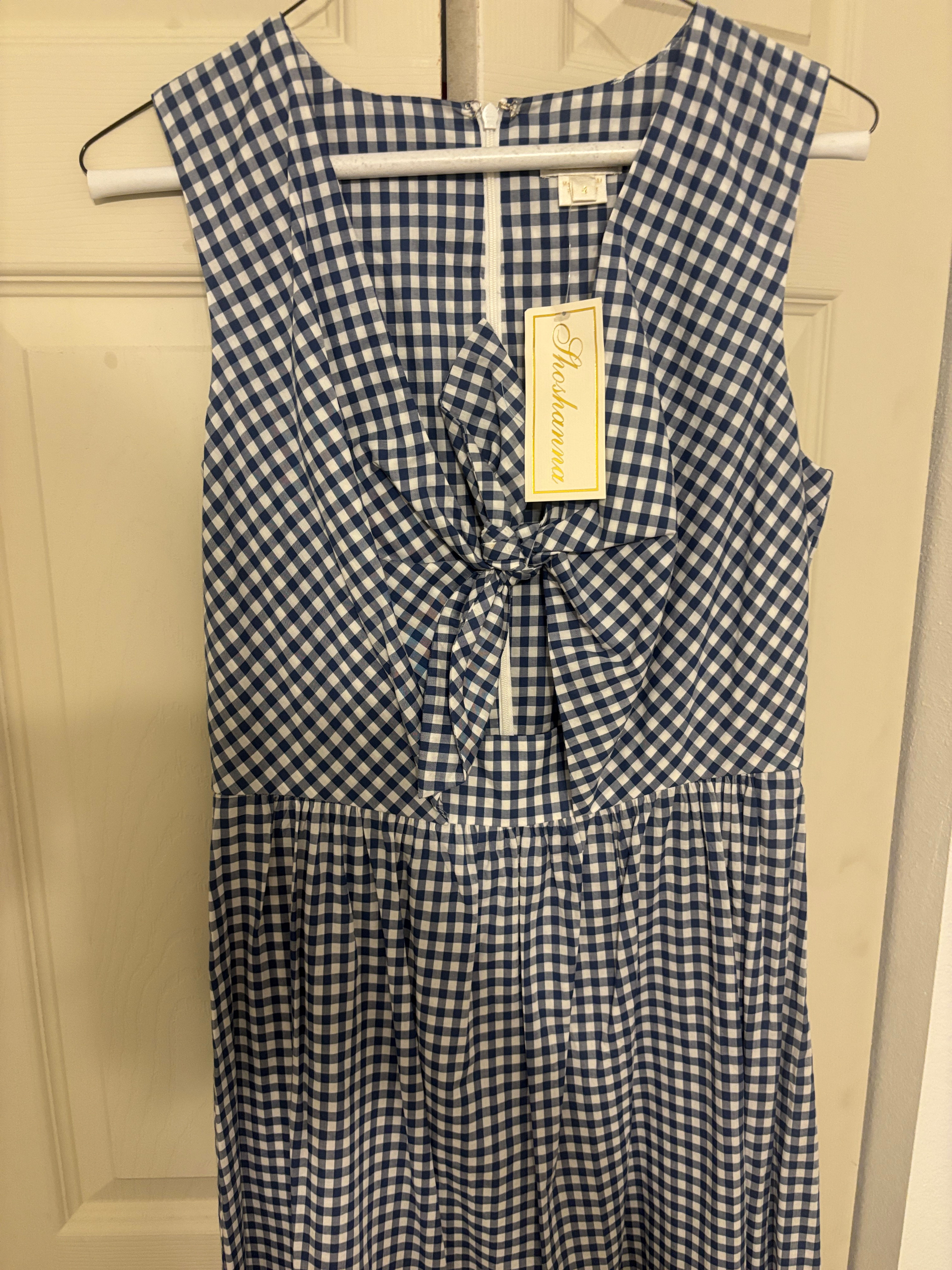 Shoshanna Gingham Tie Front Cutout Dress